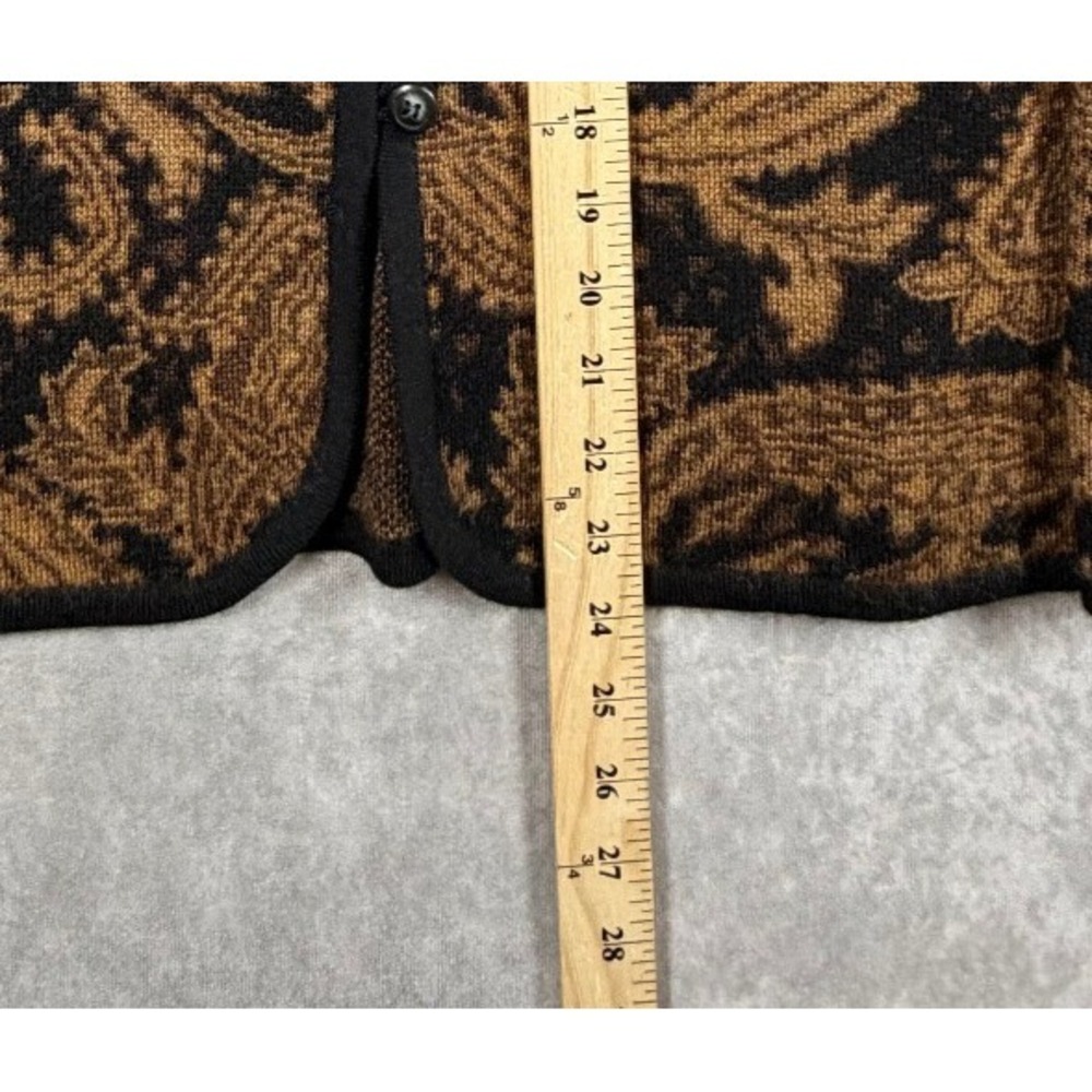 Jones New York Vintage Womens Medium Cardigan Lambswool Brown Black Paisley - Picture 7 of 10